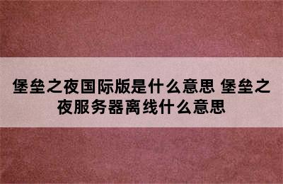 堡垒之夜国际版是什么意思 堡垒之夜服务器离线什么意思